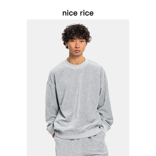 nice rice好饭 细条纹天鹅绒宽松280G针织卫衣商场同款NEC04014