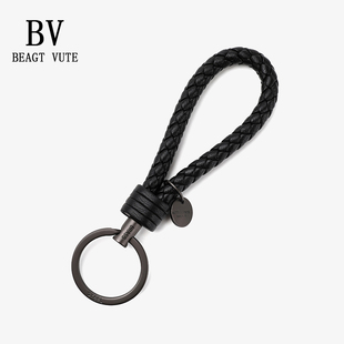 BEAGT VUTE BV编t织钥匙扣挂件高级感情侣轻奢真皮手工汽车钥匙链