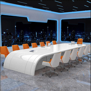 白色烤漆异形简约现代会议桌，简约大小型开会桌长桌创意时尚洽谈桌