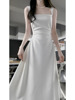 2024初恋白色吊带连衣裙，女高级感雪纺，小白裙法式气质长裙子夏