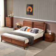 全实木床双人床1.8米新中式极简乌金木主卧婚床现代简约储物结构