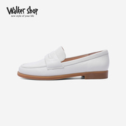 Walker Shop真皮一脚蹬乐福鞋女2024春季新软皮单鞋休闲软底皮鞋