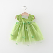 女宝宝裙子0-2-3岁4女童，夏装1婴儿蝴蝶衣服，洋气6个月女童公主裙
