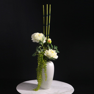 牡丹新中式花艺仿真花套装客厅桌台绢花玫瑰摆设花假花装饰花