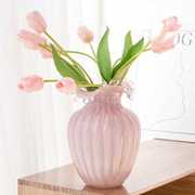 奶油风芬顿中古花瓶乔迁礼物 玻璃网红创意花瓶摆件客厅家居插花