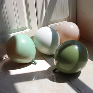 双层牛油果绿色气球豆绿色橡皮色汽球生日派对布置店铺装饰品