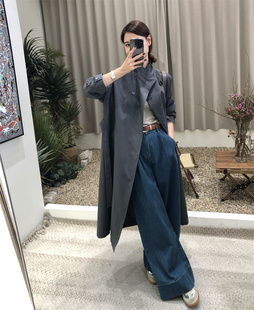 2024春季韩版立领复古工装，系带风衣女，中长款廓形高级感小个子外套