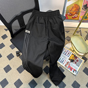 织带条纹卫裤男夏季重磅美式hiphop运动裤子潮牌美式高街休闲长裤