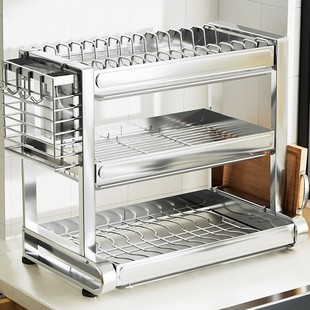 304不锈钢厨房置物架碗碟，收纳架台面多功能，碗筷收纳盒碗盘沥水架