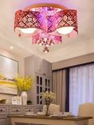 客厅灯圆形主卧室灯，温馨浪漫简约现代水晶led房间吸顶灯变色