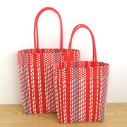塑料条编织篮购物篮休闲手提袋，环保菜篮子买菜筐单肩手提两用