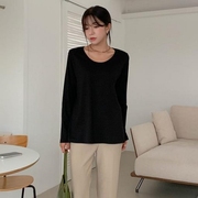 秋季女装韩国lylon简约流行纯色舒适百搭长袖简单显瘦t恤