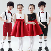 六一儿童演出服小学生大合唱女童，红色舞蹈礼服裙男童朗诵表演服装
