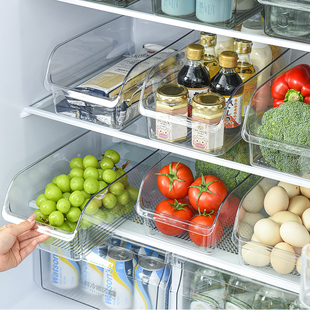敞口冰箱收纳盒塑料抽屉式蔬菜水果整理盒冷藏冷冻储物盒饮料筐