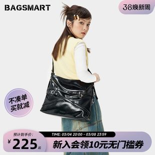 bagsmart斜挎包托特包女包(包女包)大容量，通勤包包黑色大包荆棘单肩包挎包