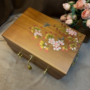 中式复古实木三层首饰盒抽屉木质首饰盒公主欧式大容量手表收