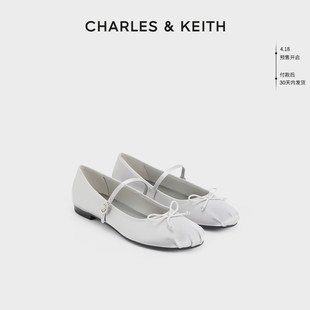 CHARLES&KEITH春女鞋CK1-71720057新中式蝴蝶结玛丽珍鞋芭蕾舞鞋