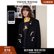 teenieweenie小熊奥莱秋冬绵羊毛，牛角扣大衣女