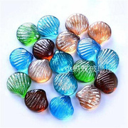 彩色玻璃珠扁珠石头鱼缸装饰海草造景玻璃球水草水晶弹球造景