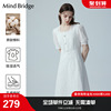 mindbridge女士白色连衣裙2023夏季法式方领蕾丝，气质连衣裙