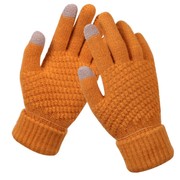 触屏手套女冬季针织加绒提花加厚防滑保暖时尚冬季手套