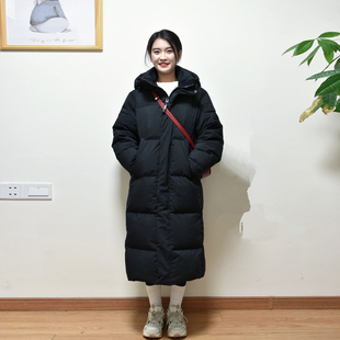 韩系可爱中长款黑色棉服女冬2024年宽松百搭加厚面包服外套潮