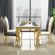 定制北欧大理石长方形现代不锈钢家用椅子餐桌椅组合简约小户型