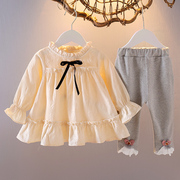 周岁女宝宝春装两件套洋气童装女童春季套装婴儿休闲衣服套装新潮