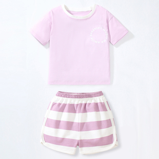 女童夏季休闲运动服短袖套装宝宝纯棉T恤两件套儿童短裤韩版半袖2