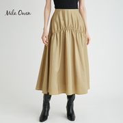 milaowen夏季款时尚，设计感日系褶皱时尚中长款半身裙女通勤裙子