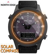 跨境男户外运动，防水智能手表光能太阳能，充电数显指针指南针watch