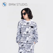 BMW Studio宝马女装春夏连帽宽松长袖套头女士卫衣上衣