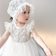 韩国婴儿满月礼服连衣裙，夏季女宝宝蕾丝，公主裙蓬蓬纱裙一周岁套装