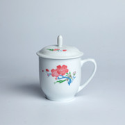 醴陵陶瓷杯子2牡丹水杯，茶杯带盖带手柄长沙橘洲经典文化
