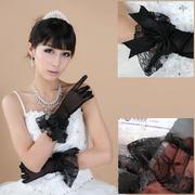 欧美结婚新娘婚纱晚装手套 黑色蕾丝短手套 演出拍摄道具手套