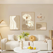 奶油风客厅沙发背景墙创意组合装饰画原木风餐厅壁画现代简约挂画