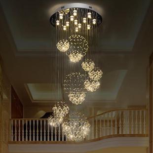 捡漏圆球客厅LED水晶吊灯大型酒店大厅工程灯圆形复式楼