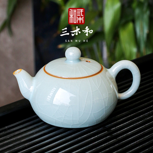 三木和官汝窑茶壶泡茶壶，景德镇陶瓷倒把西施，壶功夫茶具家用单壶