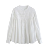 2023秋季白色法式风琴褶长袖衬衫女设计感宫廷风纯棉防晒上衣