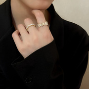 镶钻猫眼石两件套戒指女精致轻奢小众设计感指环高级感气质食指戒