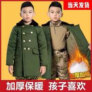 儿童军棉绿大衣加厚保暖网红宝宝，棉袄冬季中长款大衣军绿色外套