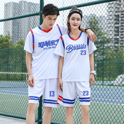 篮球服套装男女生假2件情侣短袖，球衣学生运动训练队服夏背心(夏背心)球服