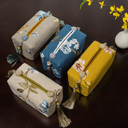 中式棉麻纸巾盒车载欧式布艺抽纸盒袋家用客厅创意轻奢ins纸巾套