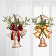 圣诞节装饰品金色圣诞铃铛圣诞树挂件墙挂门挂吊顶装饰花环蝴蝶结
