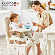 gromast轻便折叠宝宝餐椅，婴幼儿餐桌椅子多功能儿童，吃饭座椅便携