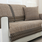 全棉亚麻中式防滑沙发垫布艺简约老式实木沙发巾套罩坐垫四季定制