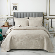 美式纯棉水洗绗缝床盖床单三件套纯色空调被夏凉被子枕套