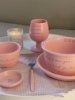 endlessstars少女心陶瓷餐具套装，粉色英文釉下彩家用盘碗高脚杯