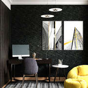 欧式现代简约黑色纯色素色防水工，业风墙纸办公室，客厅卧室背景壁纸