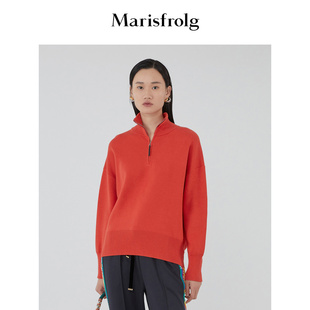 marisfrolg玛丝菲尔女装秋季高领，红色毛针织衫a1kt3887m